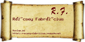 Récsey Fabrícius névjegykártya